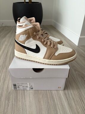 Air Jordan 1 Mid Sail/Black Desert Sneakers (6)